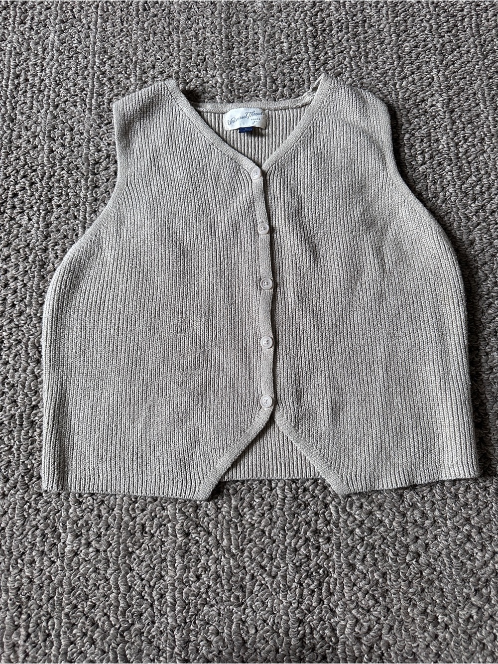 Sleeveless Button Front Knit Vest - Large